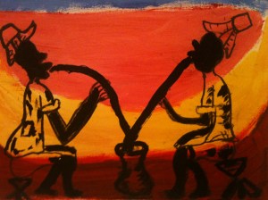 Colourful painting by Vanny Aheebwais